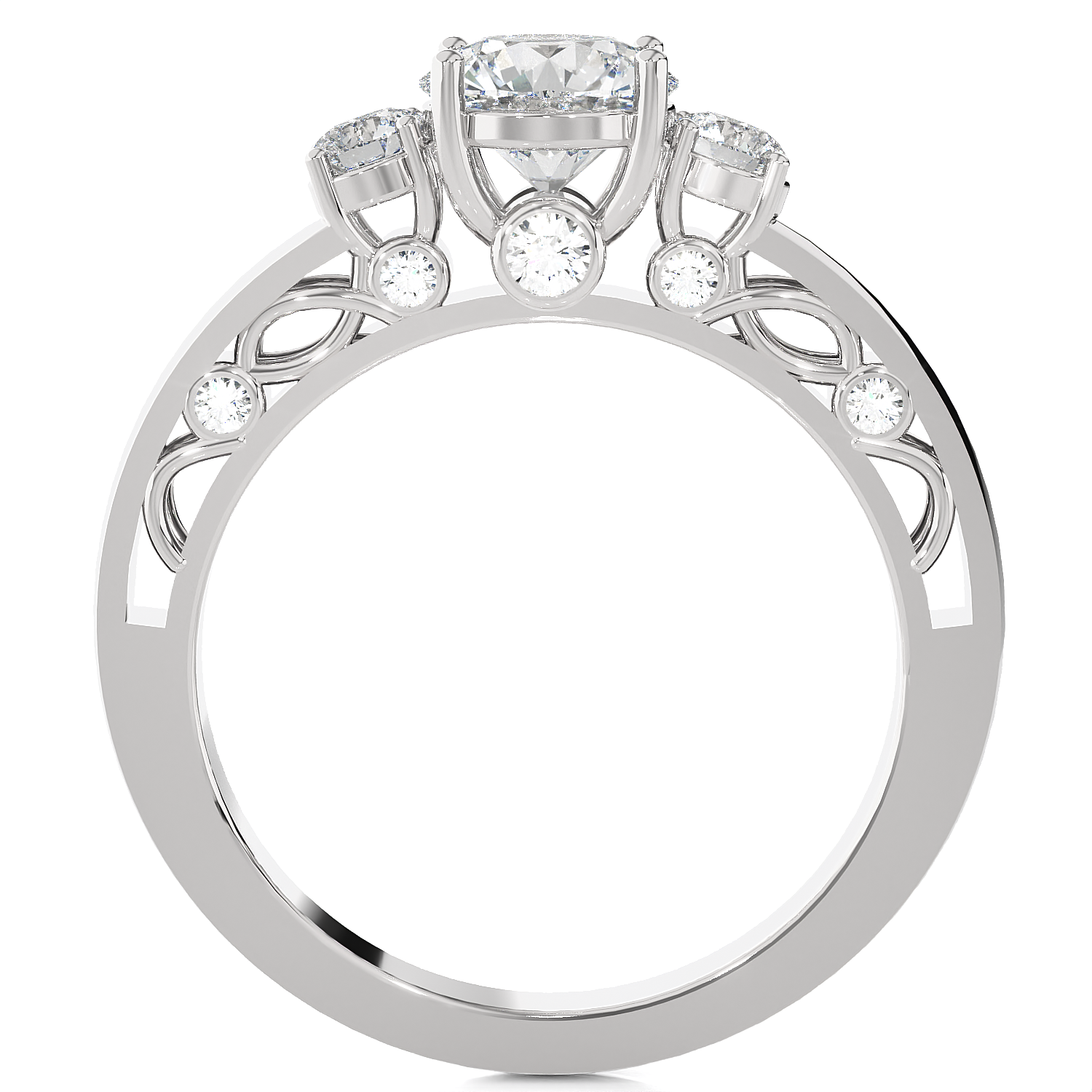 1 ctw Round Three Stone Lab Grown Diamond Ring