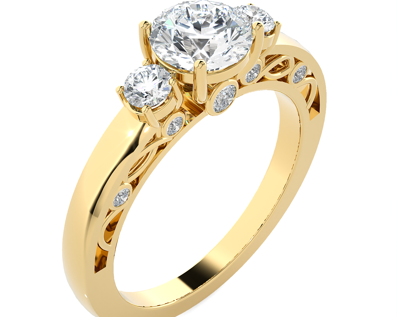 1 ctw Round Three Stone Lab Grown Diamond Ring