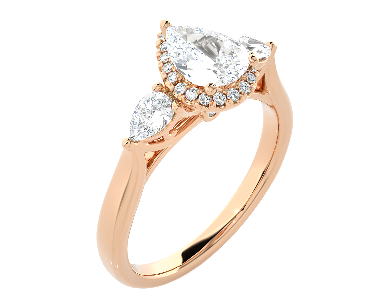 1 5/8 ctw Pear-Shaped with Round Three Stone Lab Grown Diamond Ring