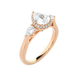 1 5/8 ctw Pear-Shaped with Round Three Stone Lab Grown Diamond Ring