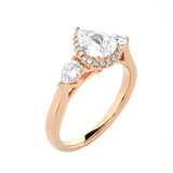 1 5/8 ctw Pear-Shaped with Round Three Stone Lab Grown Diamond Ring