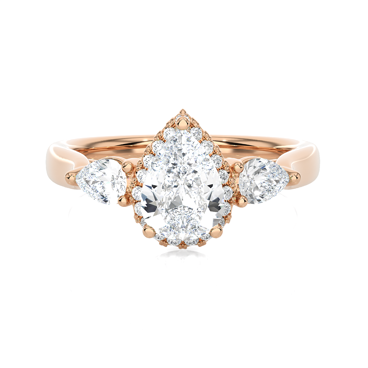 1 5/8 ctw Pear-Shaped with Round Three Stone Lab Grown Diamond Ring