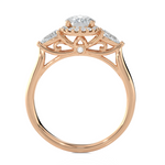 1 5/8 ctw Pear-Shaped with Round Three Stone Lab Grown Diamond Ring