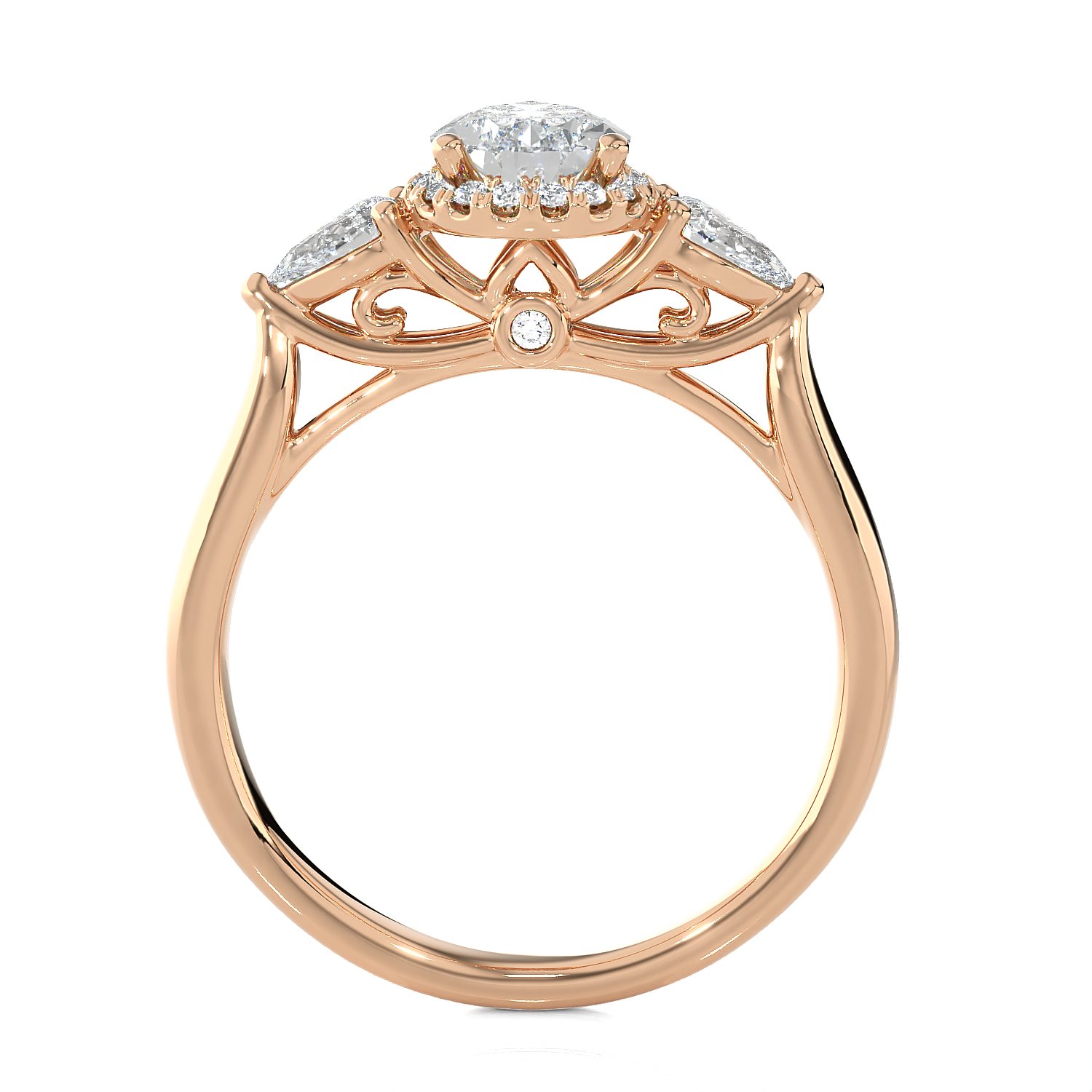 1 5/8 ctw Pear-Shaped with Round Three Stone Lab Grown Diamond Ring