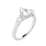 1 5/8 ctw Pear-Shaped with Round Three Stone Lab Grown Diamond Ring