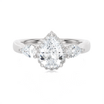 1 5/8 ctw Pear-Shaped with Round Three Stone Lab Grown Diamond Ring
