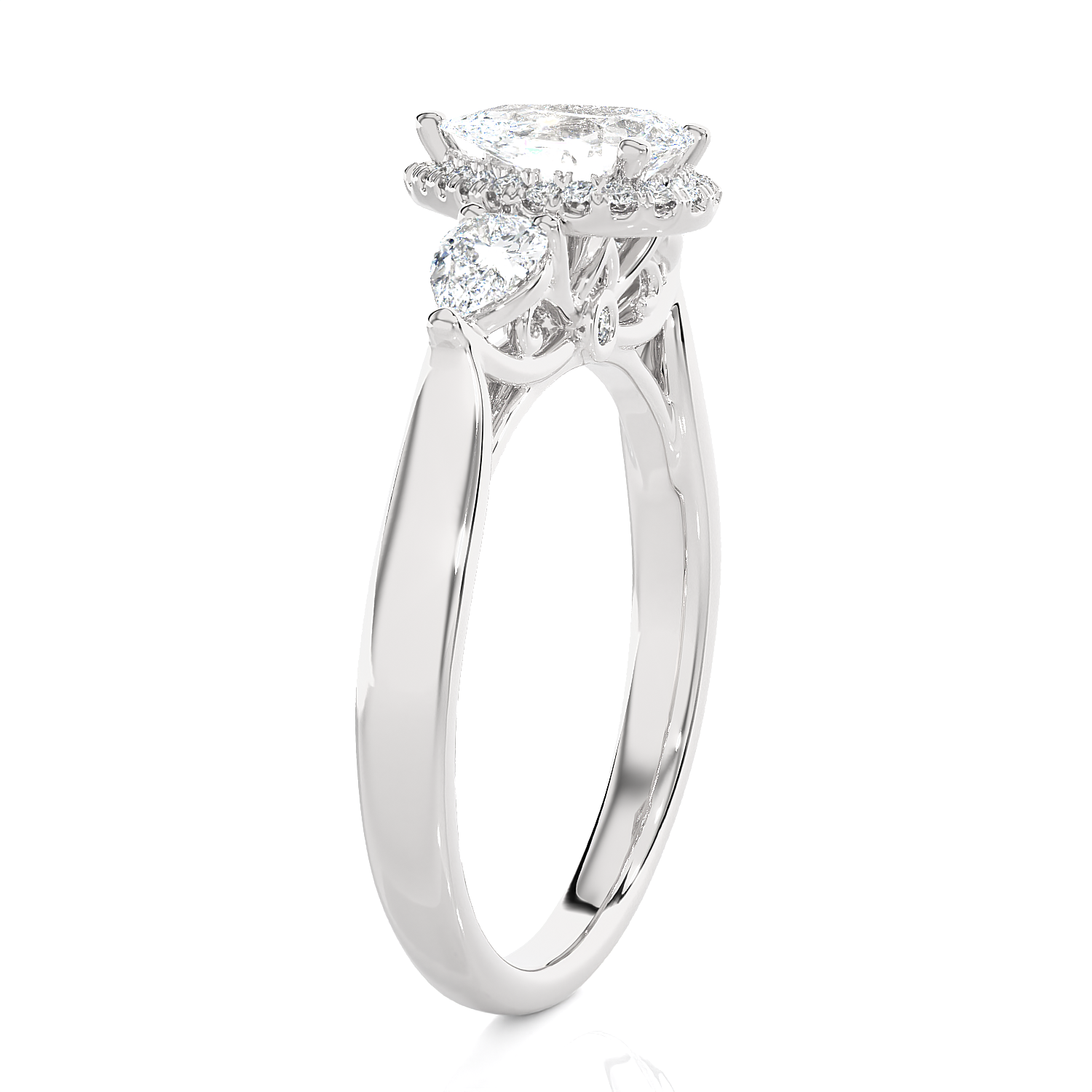 1 5/8 ctw Pear-Shaped with Round Three Stone Lab Grown Diamond Ring