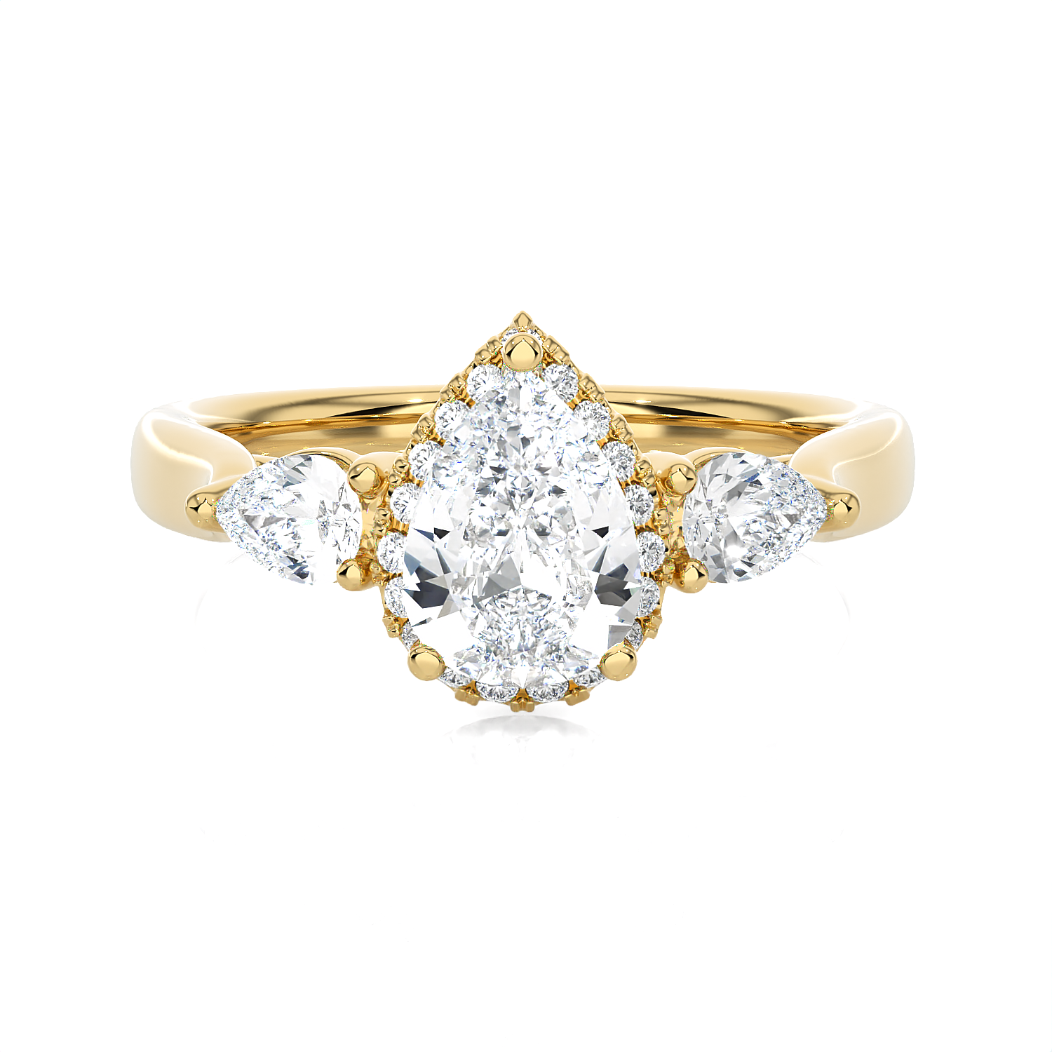 1 5/8 ctw Pear-Shaped with Round Three Stone Lab Grown Diamond Ring