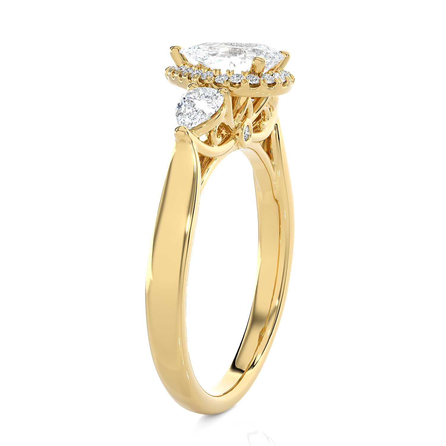 1 5/8 ctw Pear-Shaped with Round Three Stone Lab Grown Diamond Ring