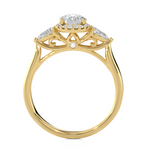 1 5/8 ctw Pear-Shaped with Round Three Stone Lab Grown Diamond Ring