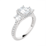 Emerald-Cut With Tapered Baguette Three Stone Lab Grown Diamond Ring