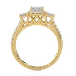 Emerald-Cut With Tapered Baguette Three Stone Lab Grown Diamond Ring