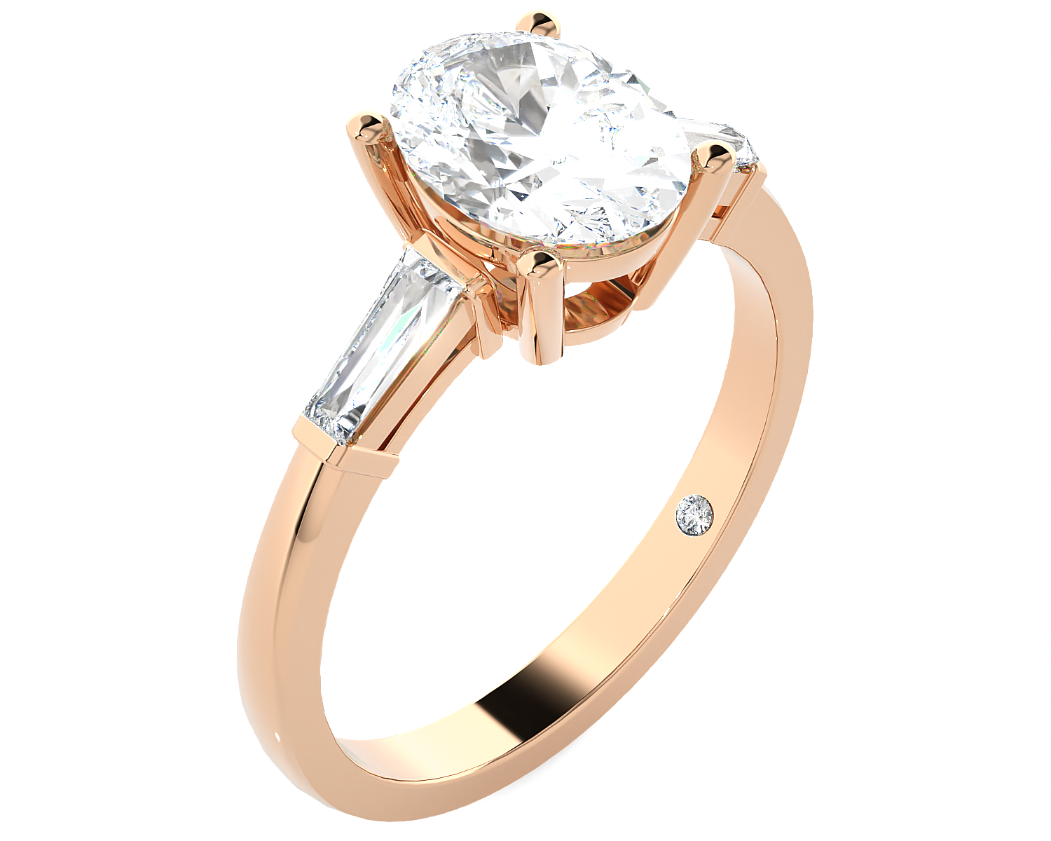 1 3/4 ctw Oval with Tapered Baguette Three Stone Lab Grown Diamond Ring