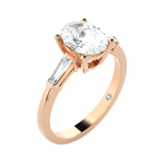 1 3/4 ctw Oval with Tapered Baguette Three Stone Lab Grown Diamond Ring