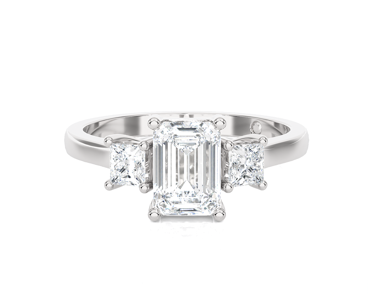 1 1/3 ctw Emerald-Cut with Tapered Baguette Three Stone Lab Grown Diamond Ring