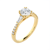 Round With Tapered Baguette Three Stone Lab Grown Diamond Ring