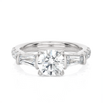 1 7/8 ctw Round with Tapered Baguette Three Stone Lab Grown Diamond Ring