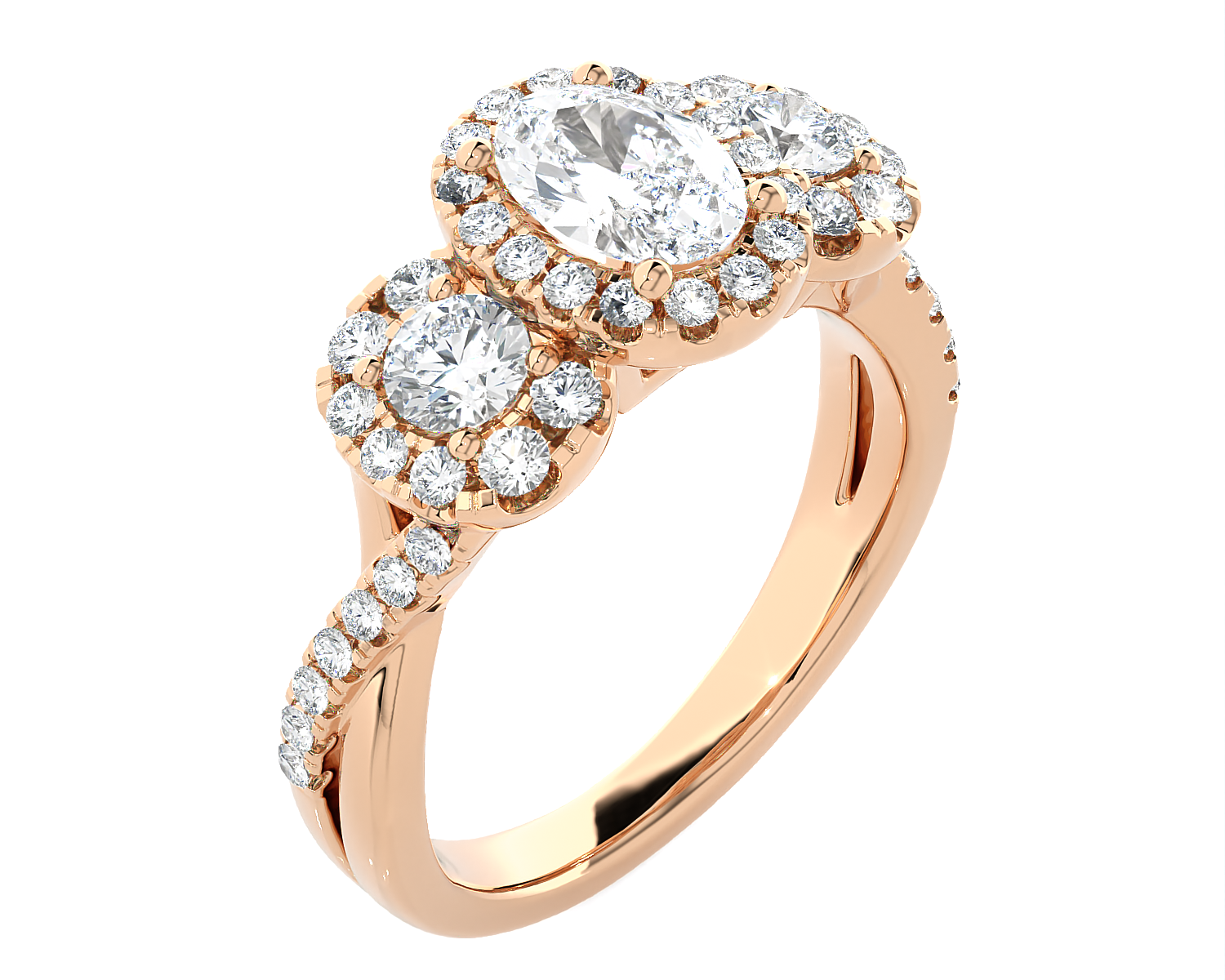 1 5/8 ctw Oval Three Stone Lab Grown Diamond Ring