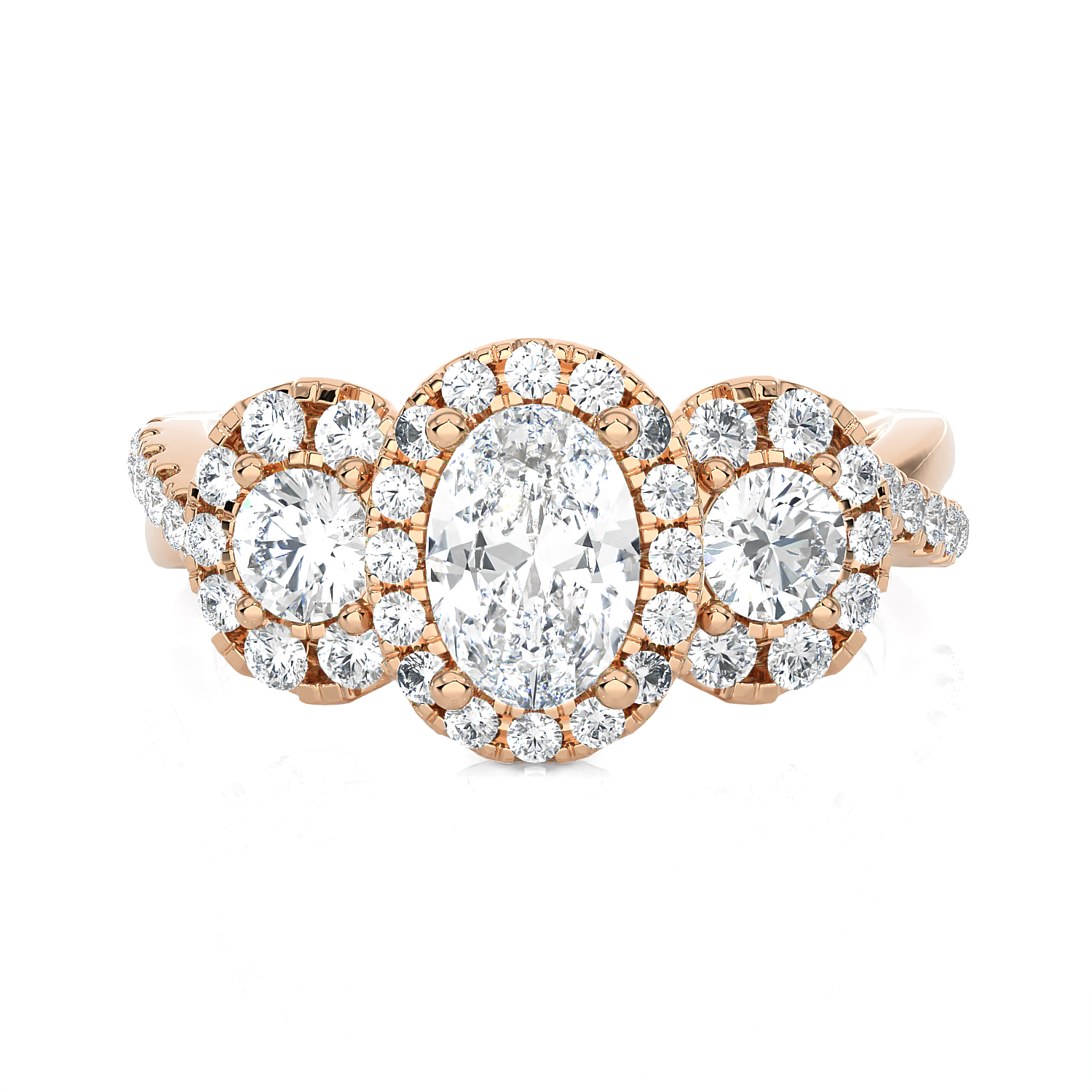 1 5/8 ctw Oval Three Stone Lab Grown Diamond Ring