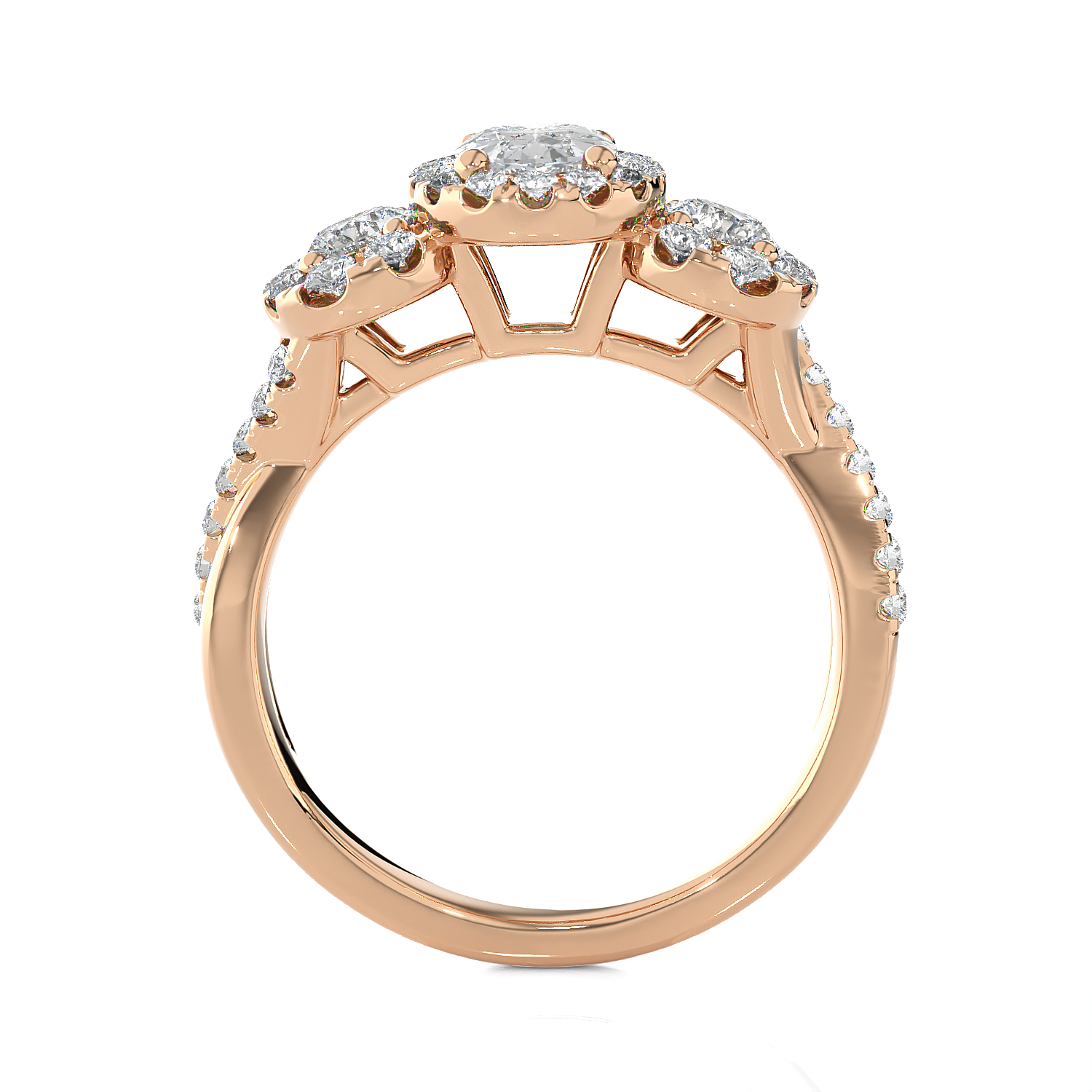1 5/8 ctw Oval Three Stone Lab Grown Diamond Ring