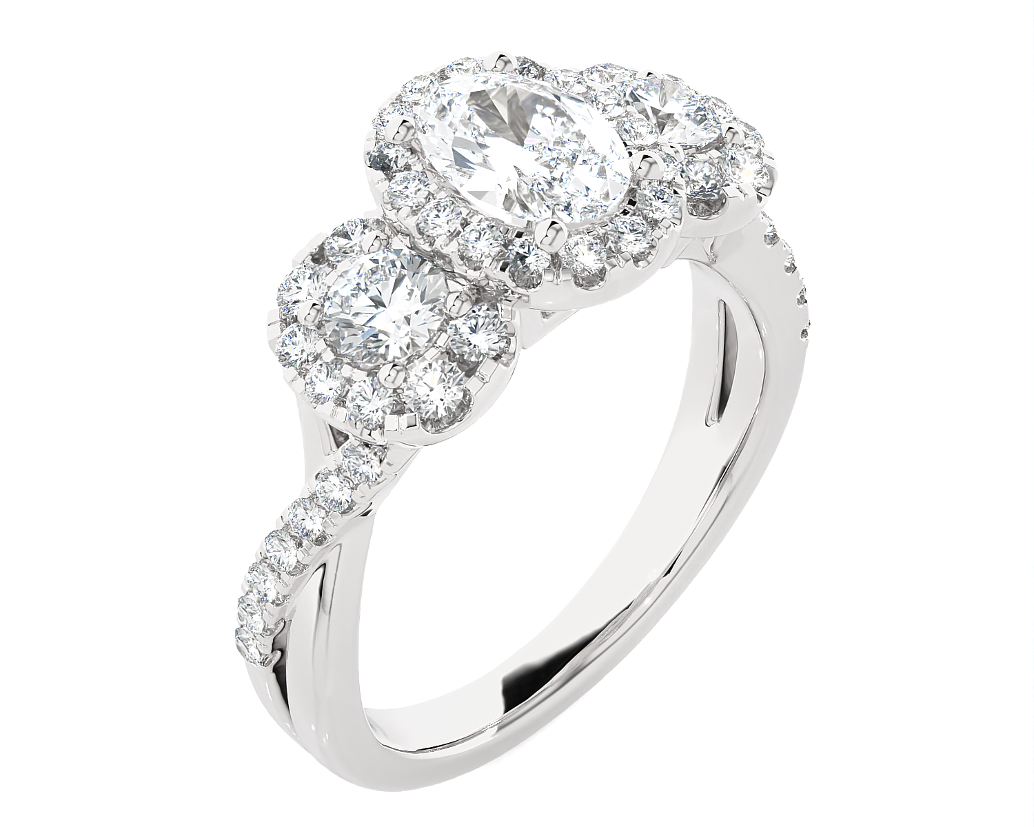 1 5/8 ctw Oval Three Stone Lab Grown Diamond Ring