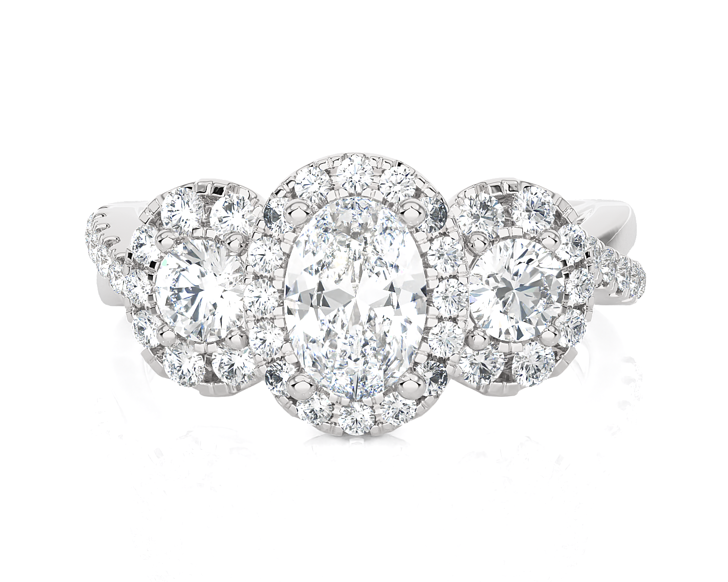 1 5/8 ctw Oval Three Stone Lab Grown Diamond Ring