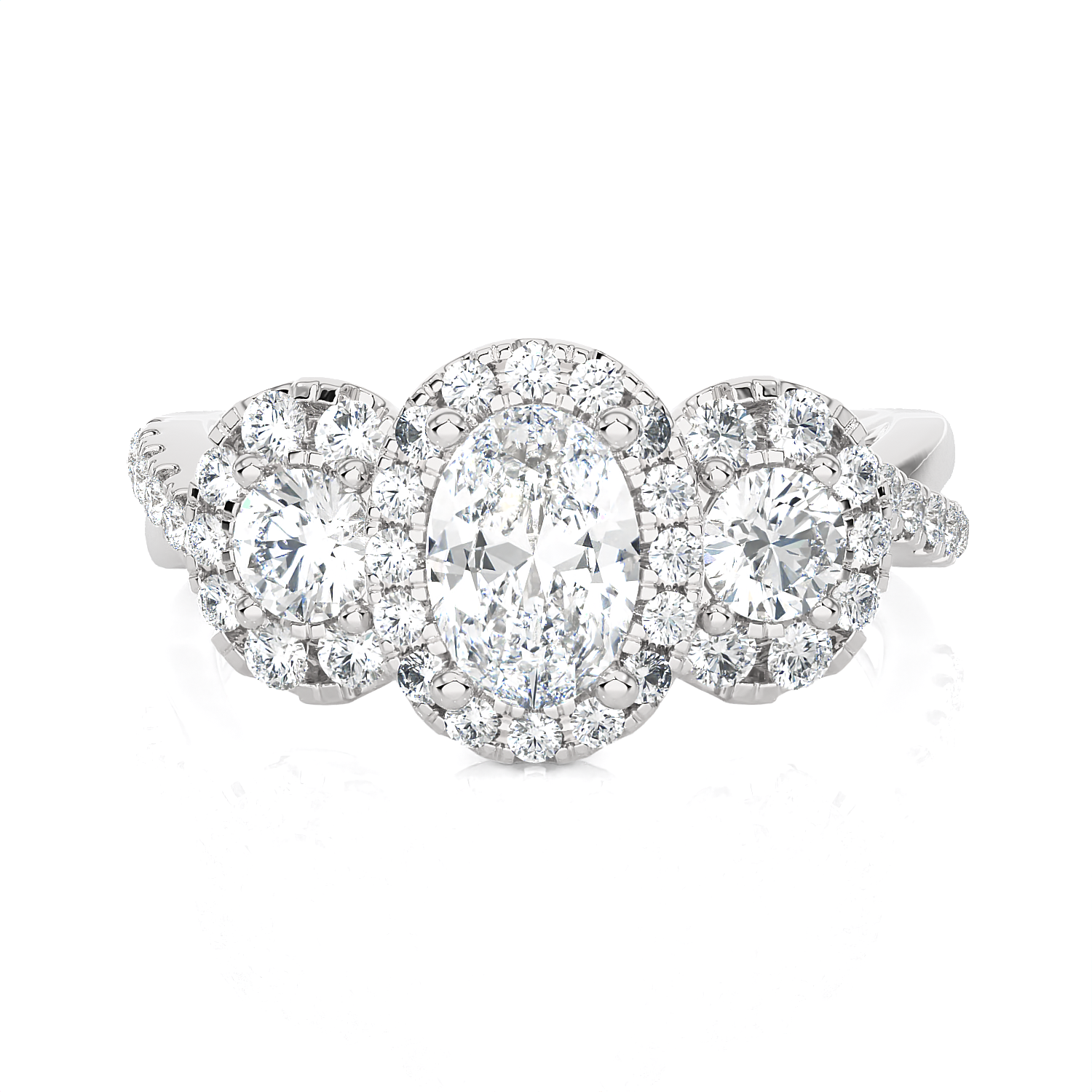 1 5/8 ctw Oval Three Stone Lab Grown Diamond Ring
