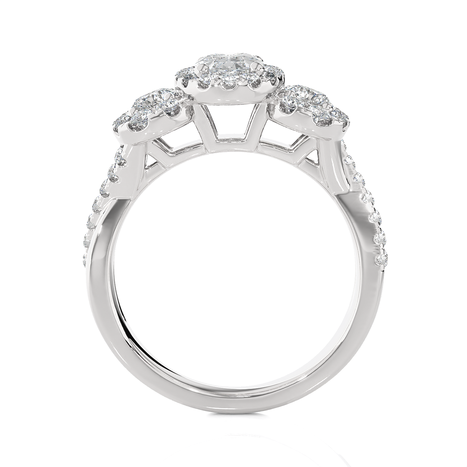 1 5/8 ctw Oval Three Stone Lab Grown Diamond Ring