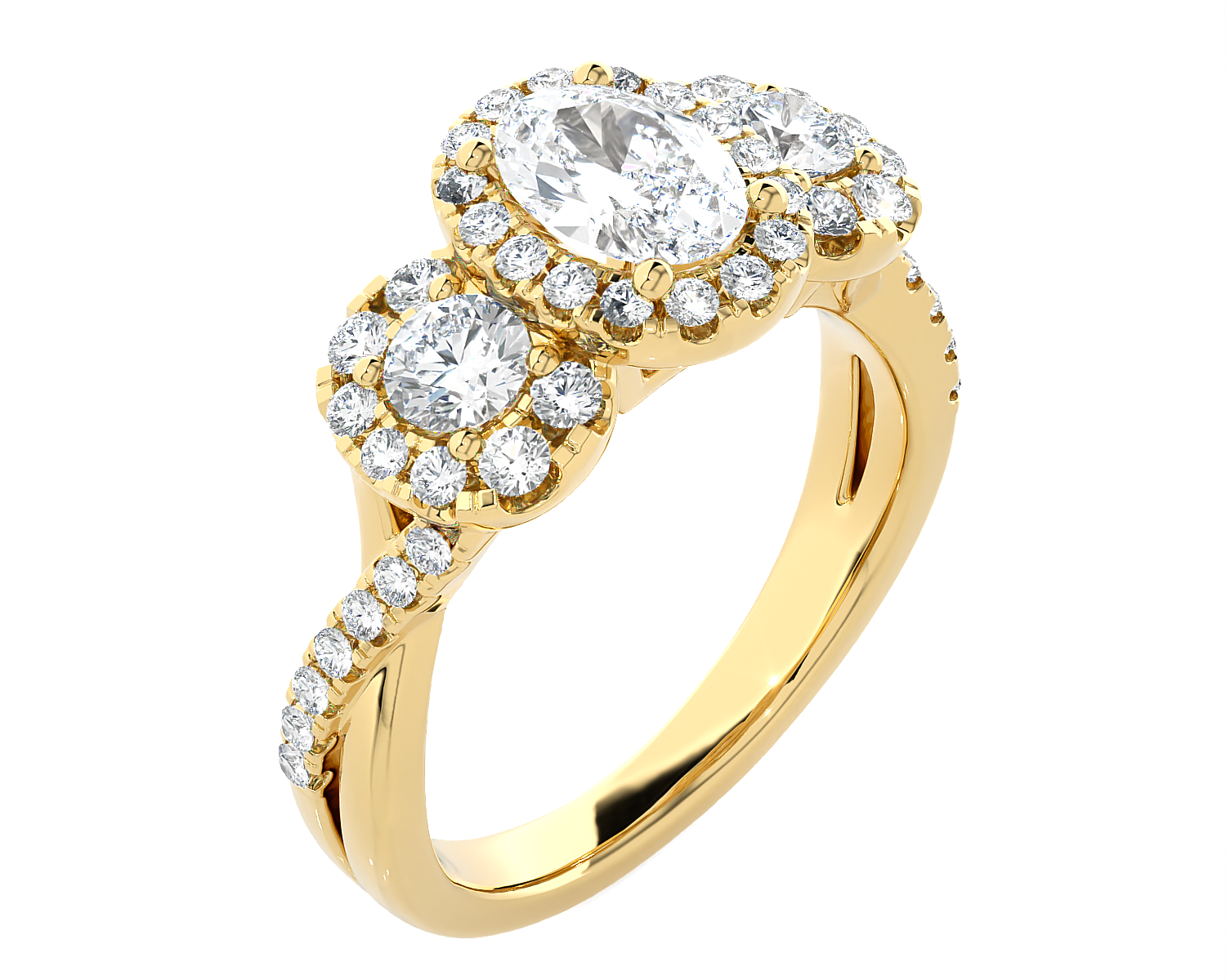 1 5/8 ctw Oval Three Stone Lab Grown Diamond Ring