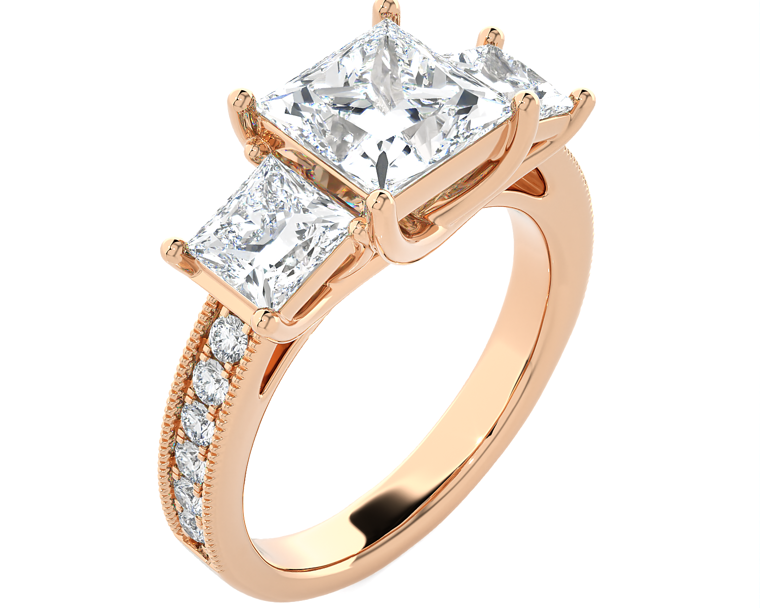 3 1/3 ctw Princess-Cut Three Stone Lab Grown Diamond Ring