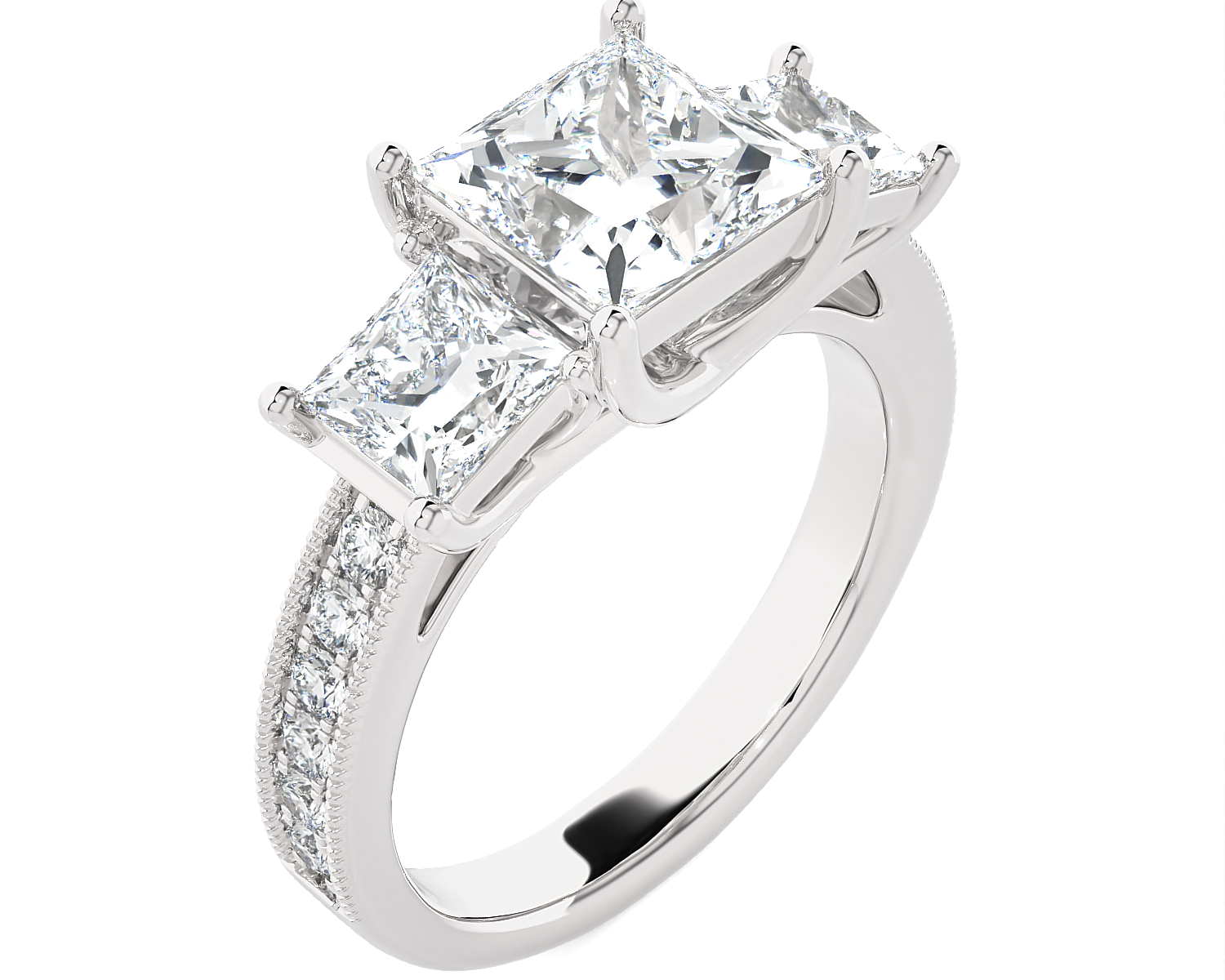3 1/3 ctw Princess-Cut Three Stone Lab Grown Diamond Ring