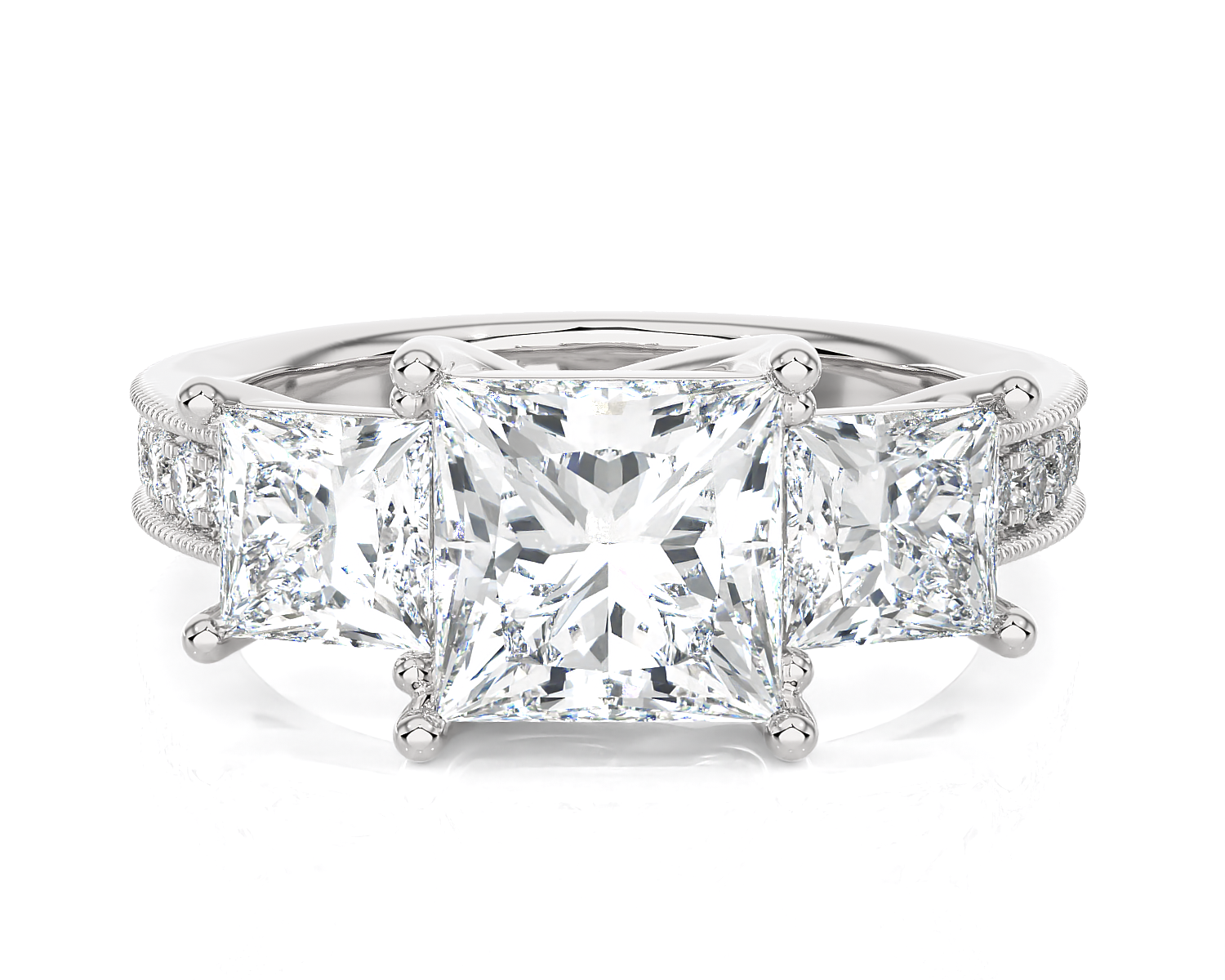 3 1/3 ctw Princess-Cut Three Stone Lab Grown Diamond Ring