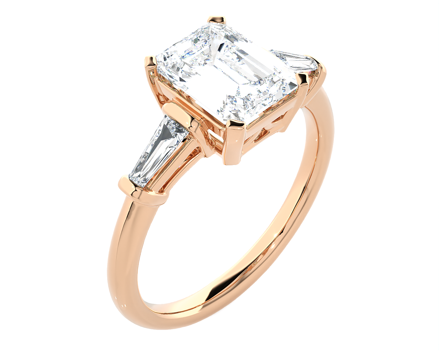 2 ctw Emerald-Cut with Tapered Baguette Three Stone Lab Grown Diamond Ring