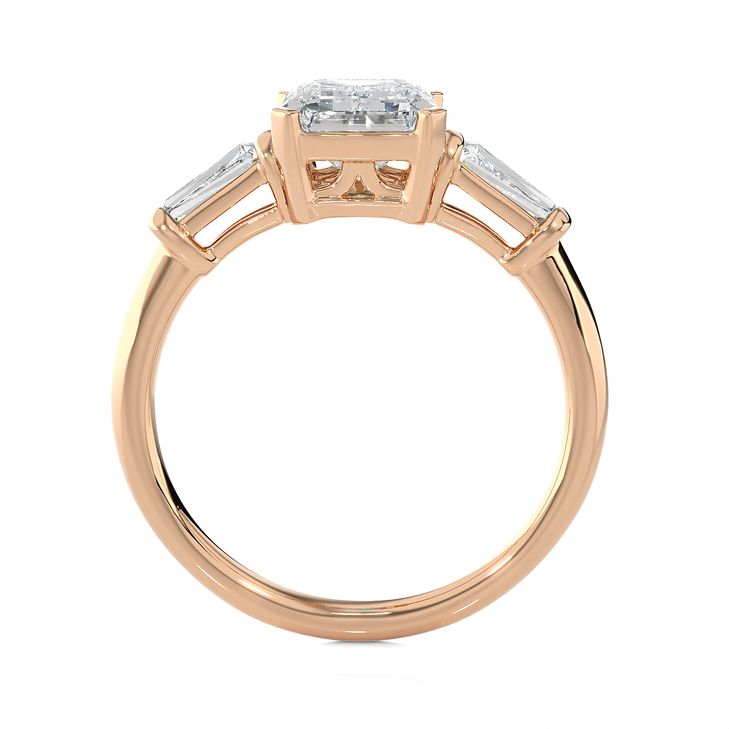 2 ctw Emerald-Cut with Tapered Baguette Three Stone Lab Grown Diamond Ring