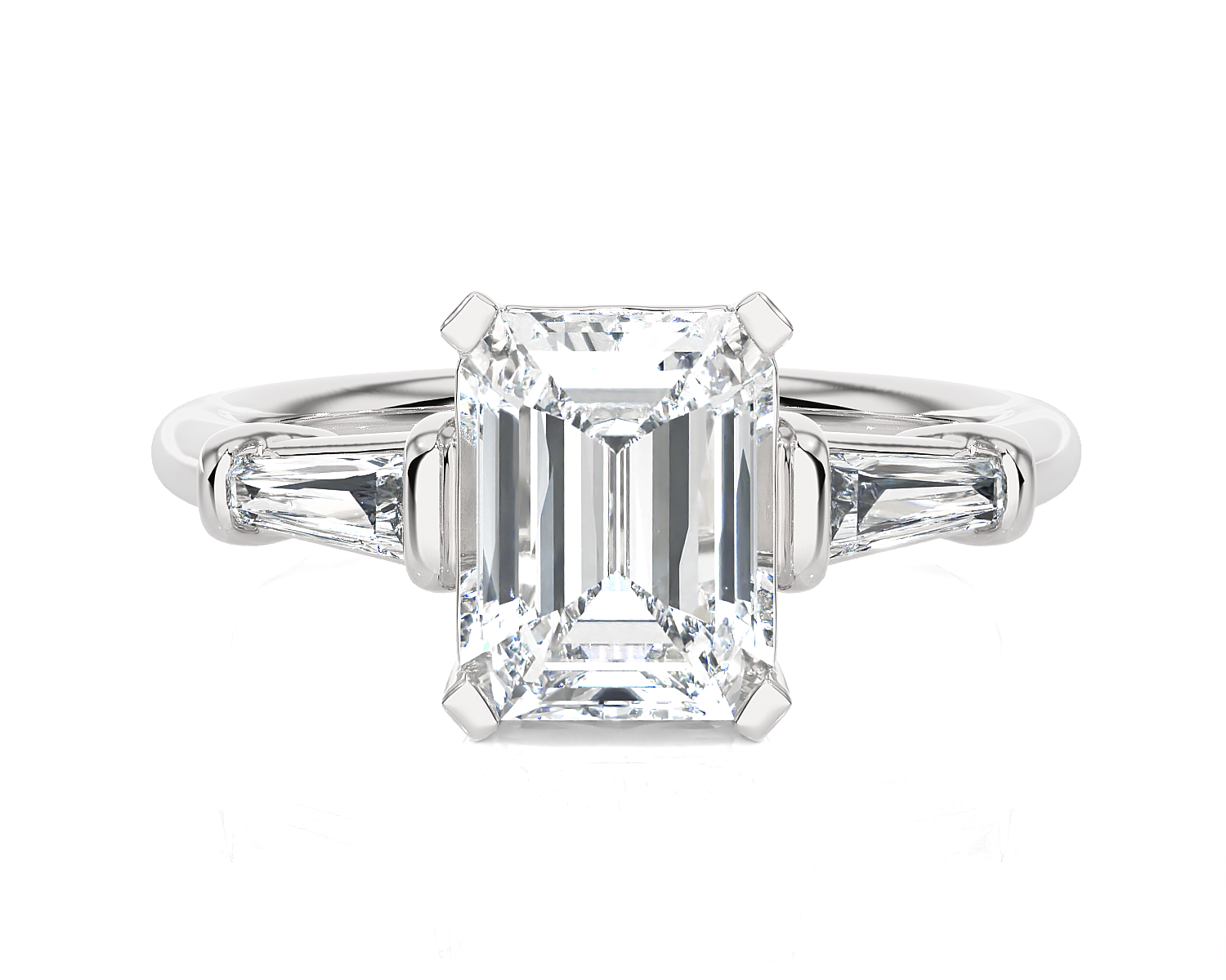 2 ctw Emerald-Cut with Tapered Baguette Three Stone Lab Grown Diamond Ring