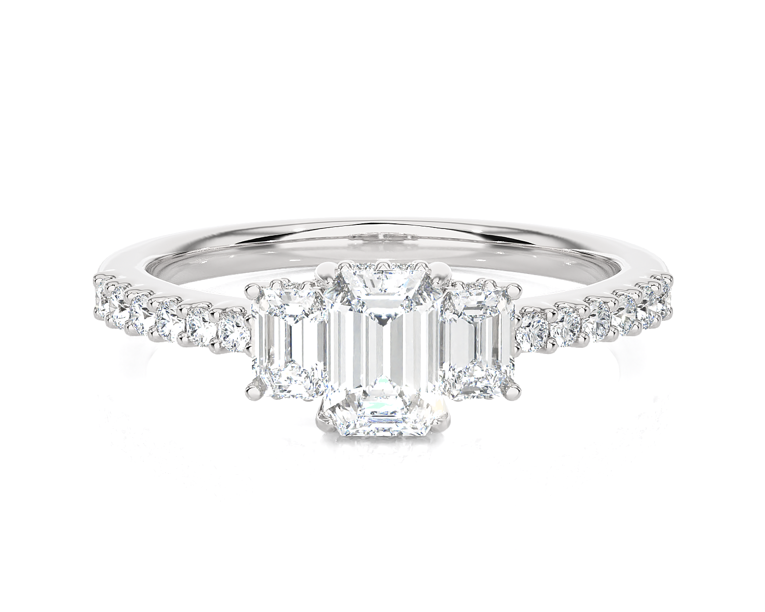 Emerald-Cut Three Stone Lab Grown Diamond Ring