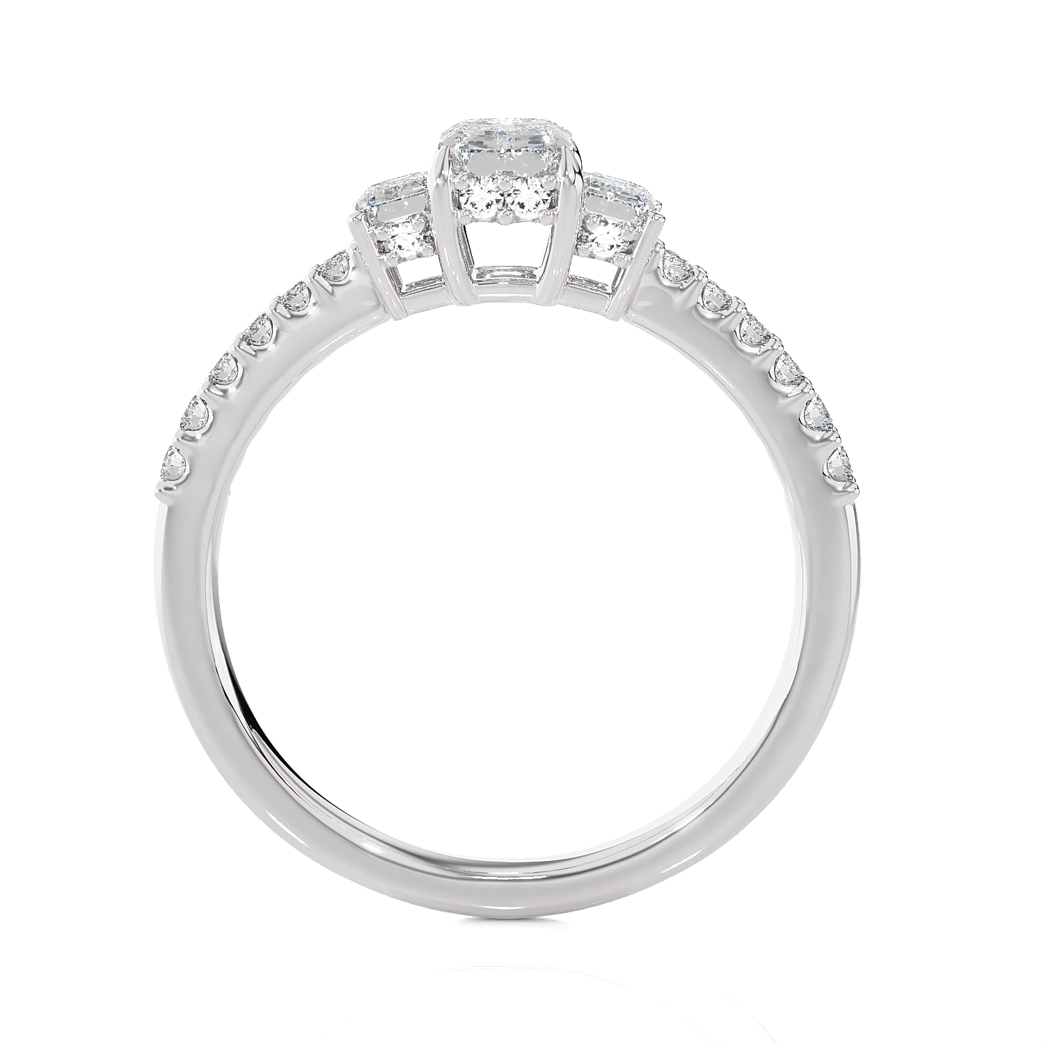 Emerald-Cut Three Stone Lab Grown Diamond Ring