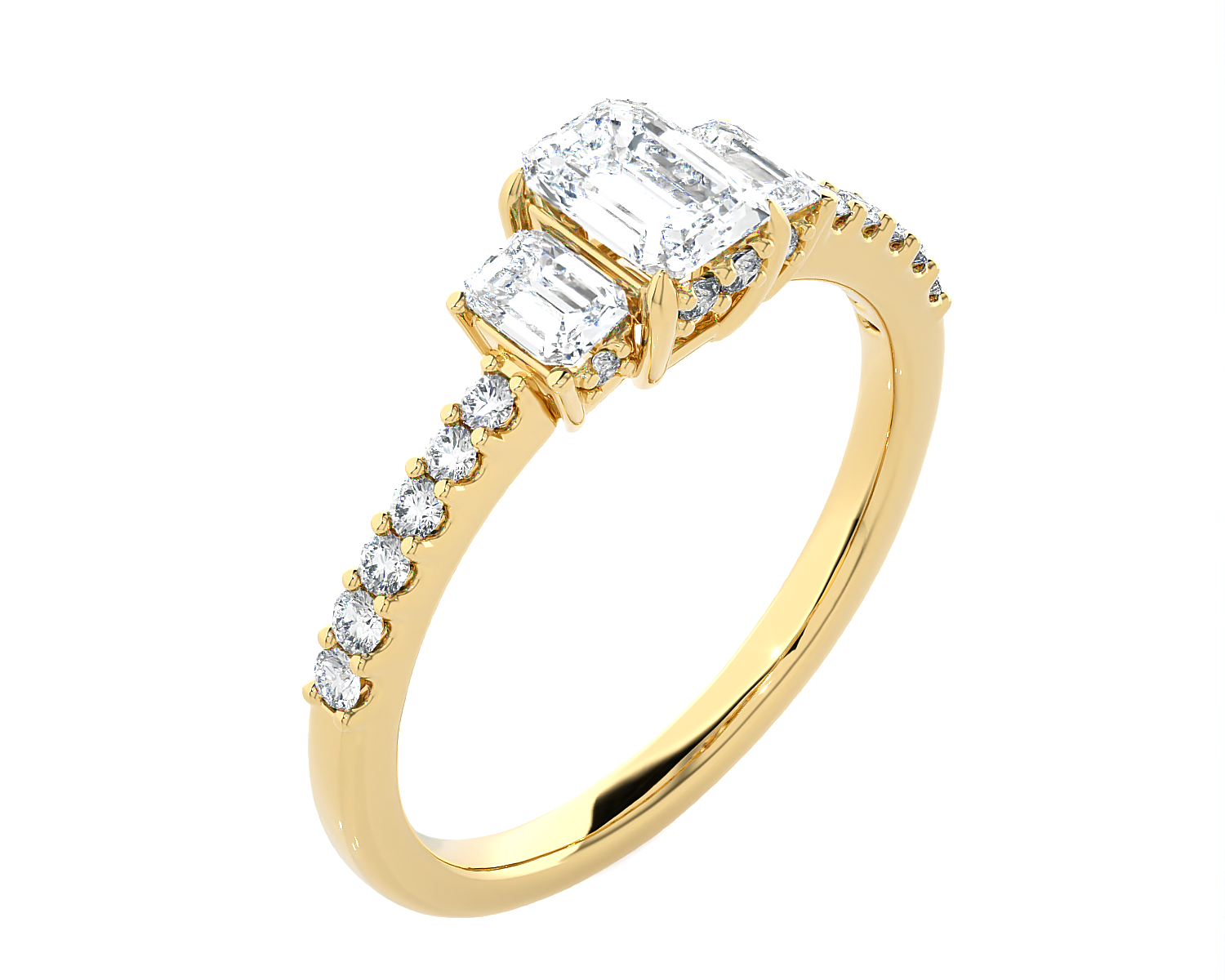 Emerald-Cut Three Stone Lab Grown Diamond Ring