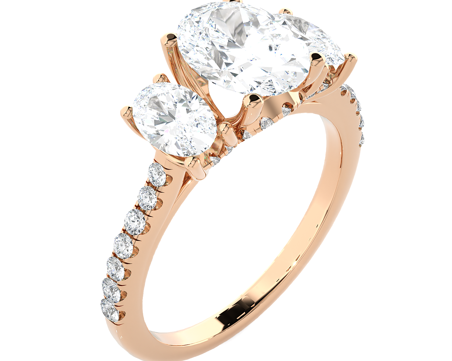 2 7/8 ctw Oval Three Stone Lab Grown Diamond Ring