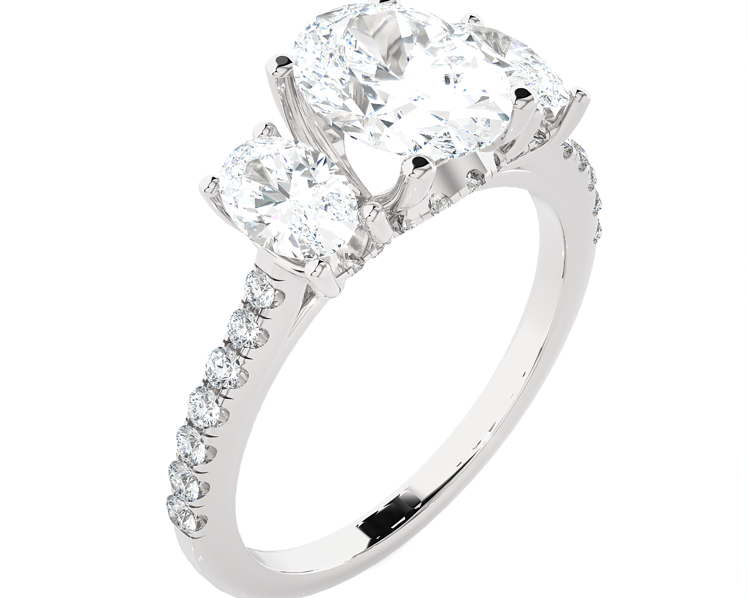 2 7/8 ctw Oval Three Stone Lab Grown Diamond Ring