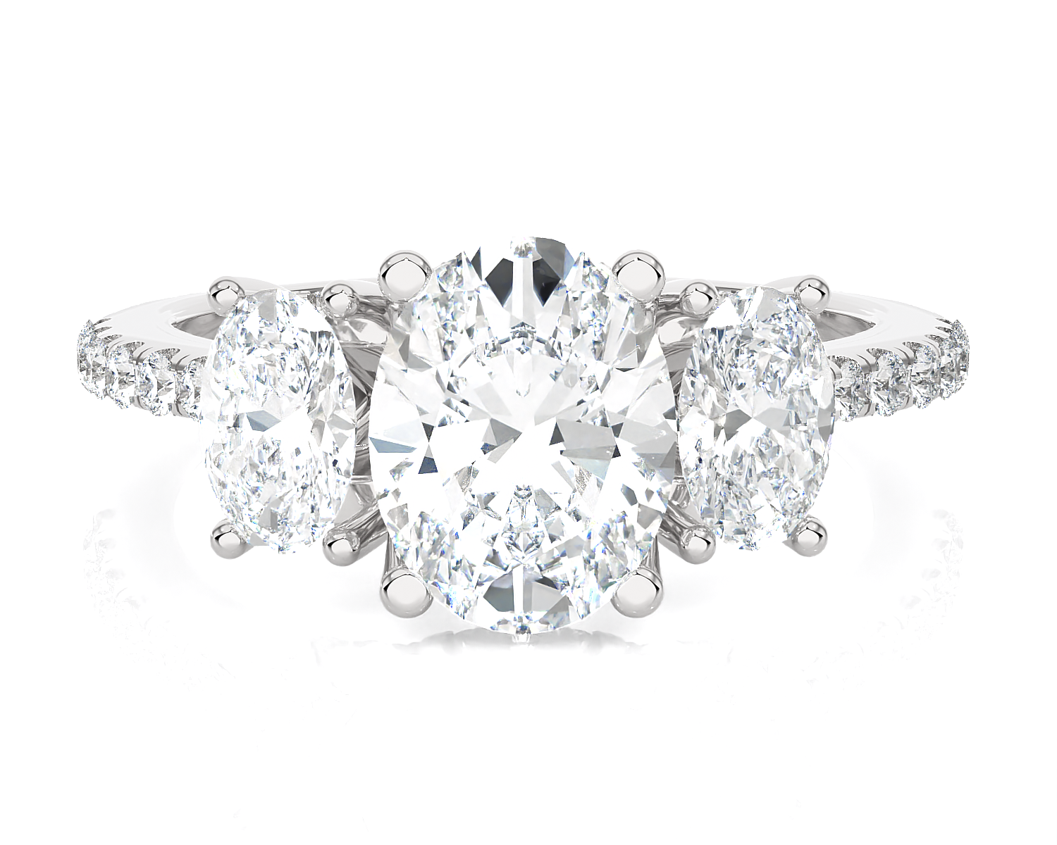 2 7/8 ctw Oval Three Stone Lab Grown Diamond Ring