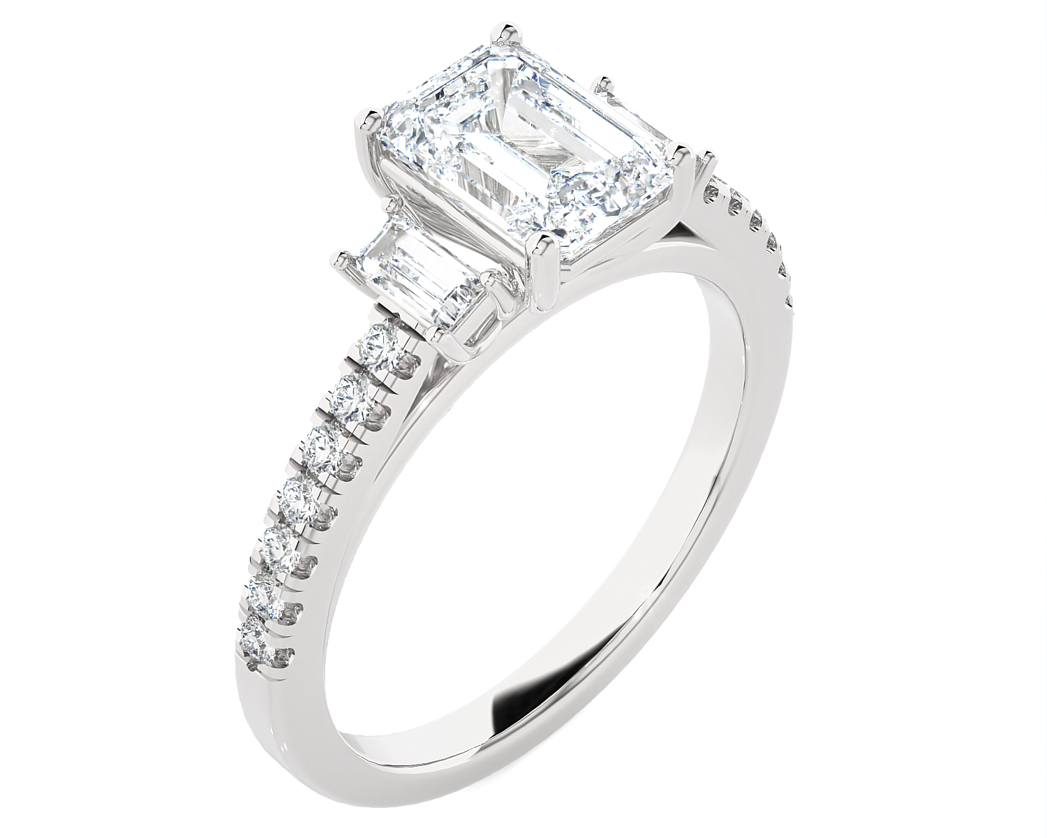 1 7/8 ctw Emerald-Cut Three Stone Lab Grown Diamond Ring