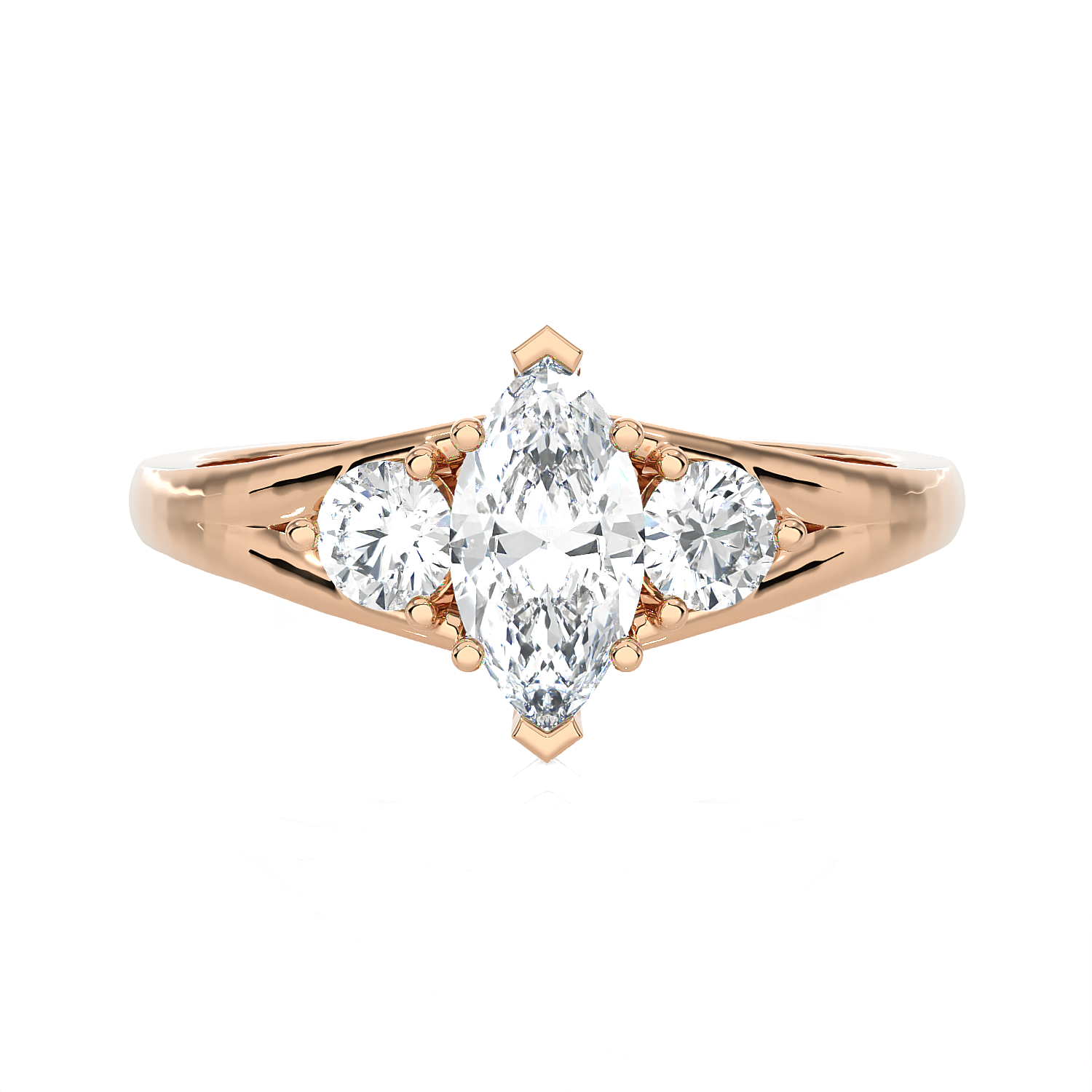 1 ctw Marquise with Round 3 Stone Lab Grown Diamond Ring