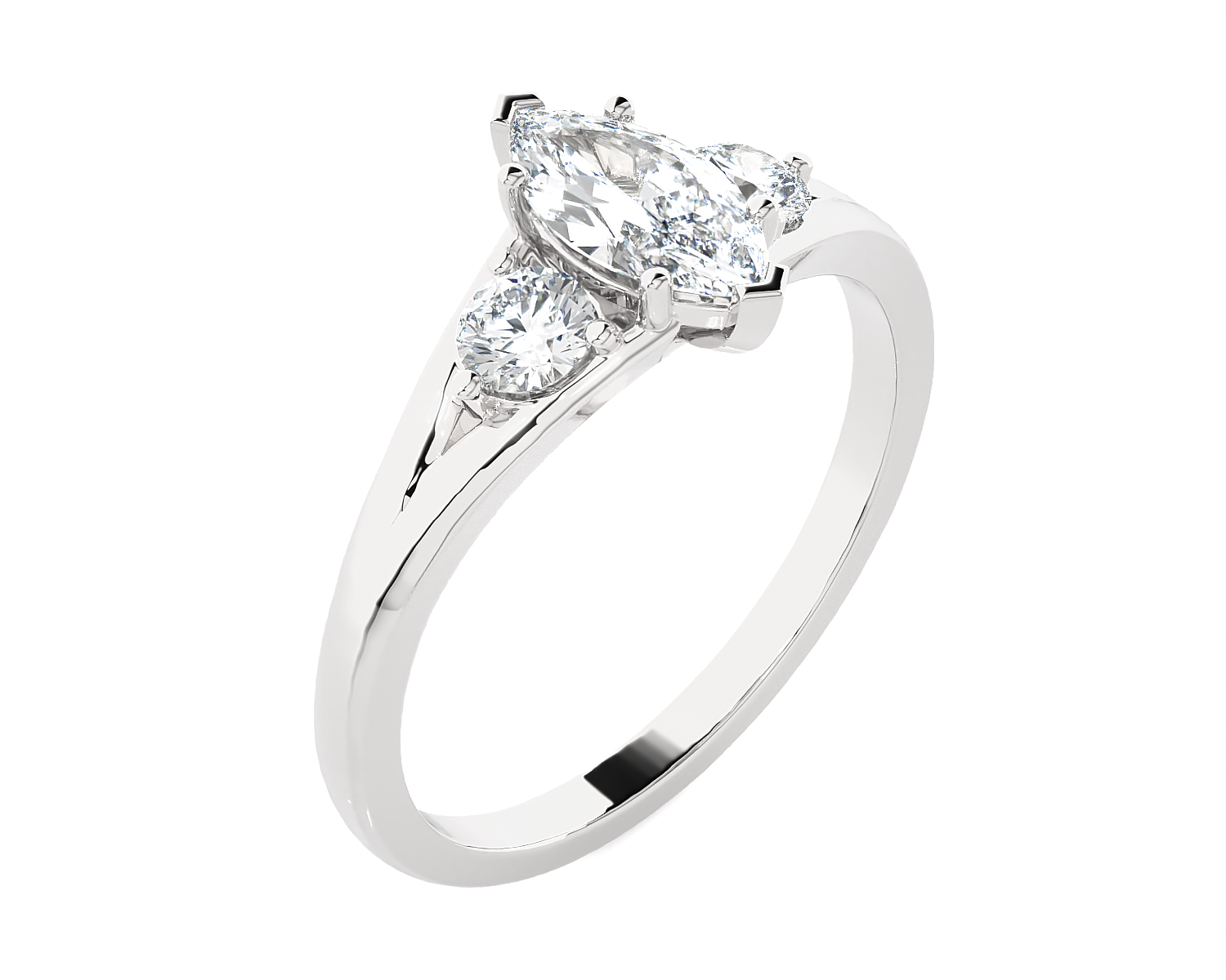 1 ctw Marquise with Round 3 Stone Lab Grown Diamond Ring