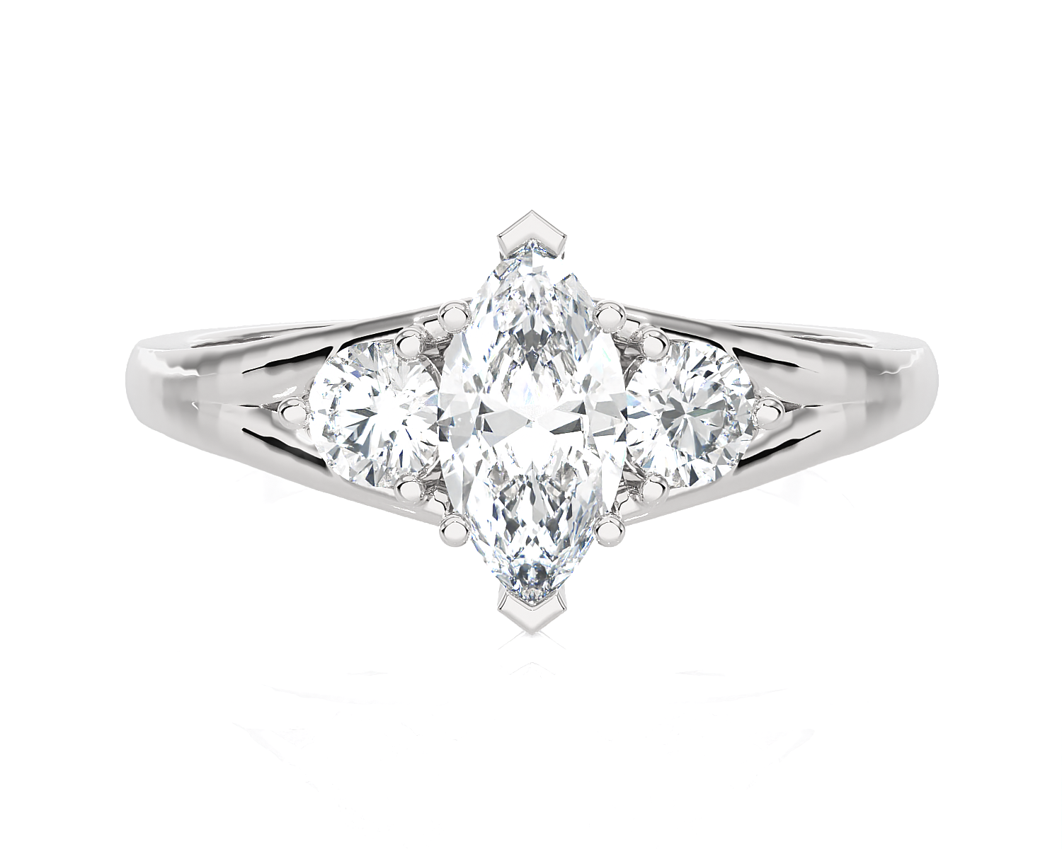 1 ctw Marquise with Round 3 Stone Lab Grown Diamond Ring