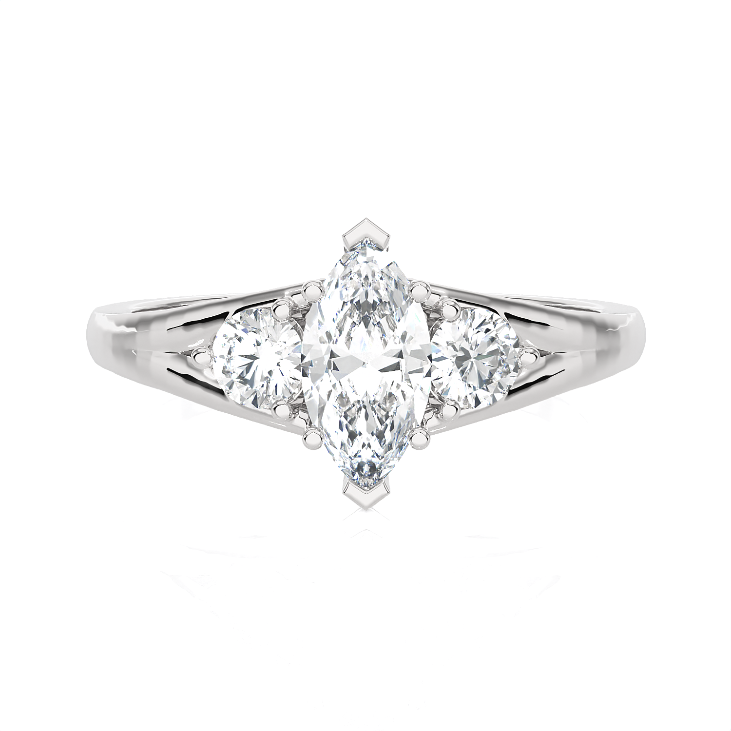 1 ctw Marquise with Round 3 Stone Lab Grown Diamond Ring