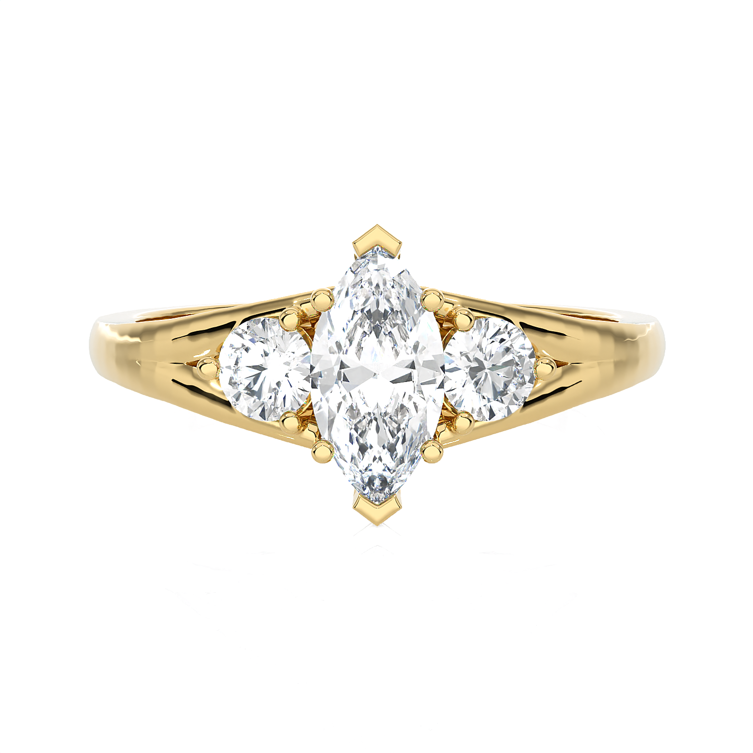 1 ctw Marquise with Round 3 Stone Lab Grown Diamond Ring