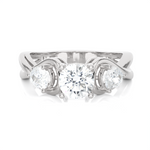 1 1/2 ctw Round with Pear-Shaped Three Stone Lab Grown Diamond Ring