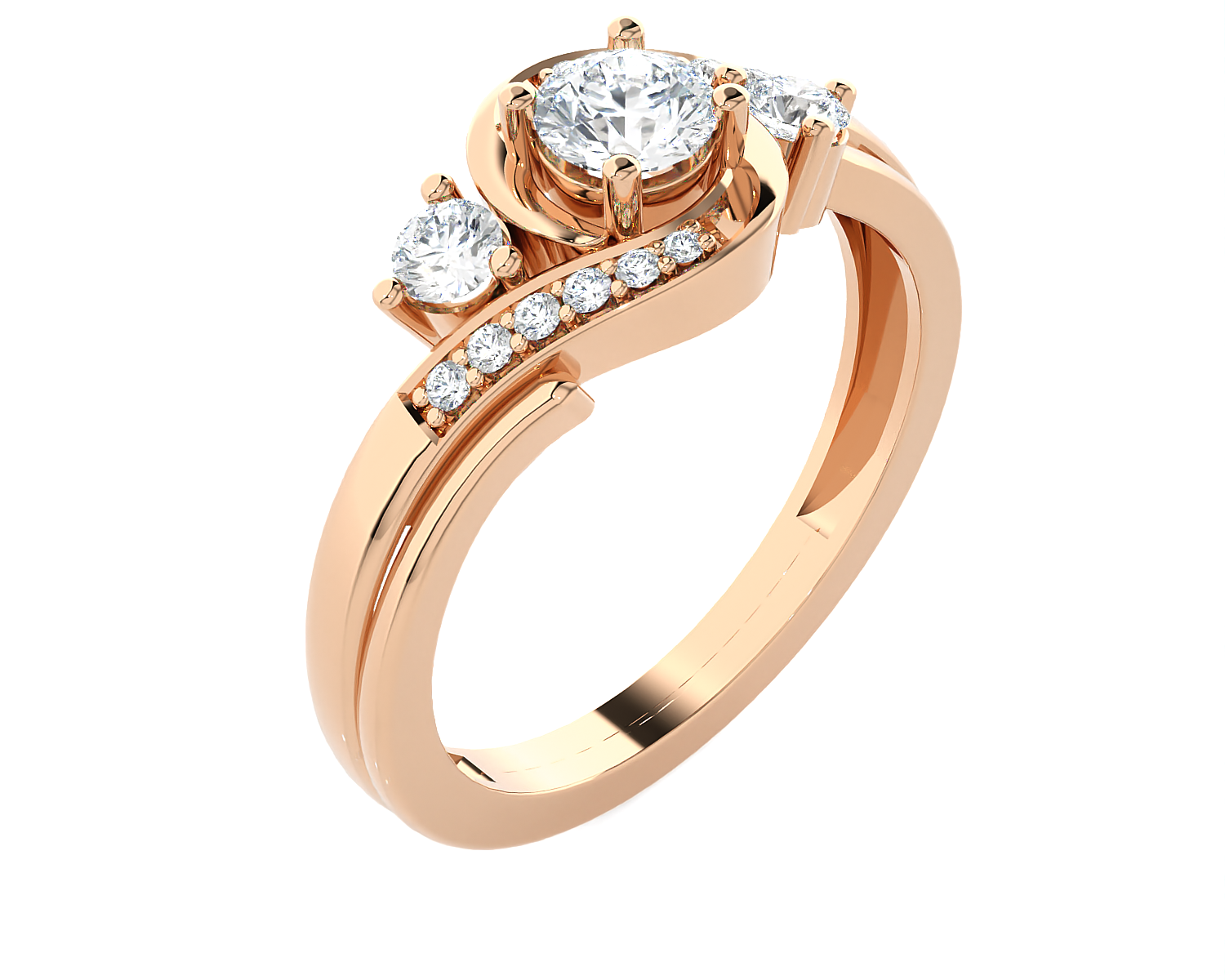 5/8 ctw Round Three Stone Lab Grown Diamond Ring