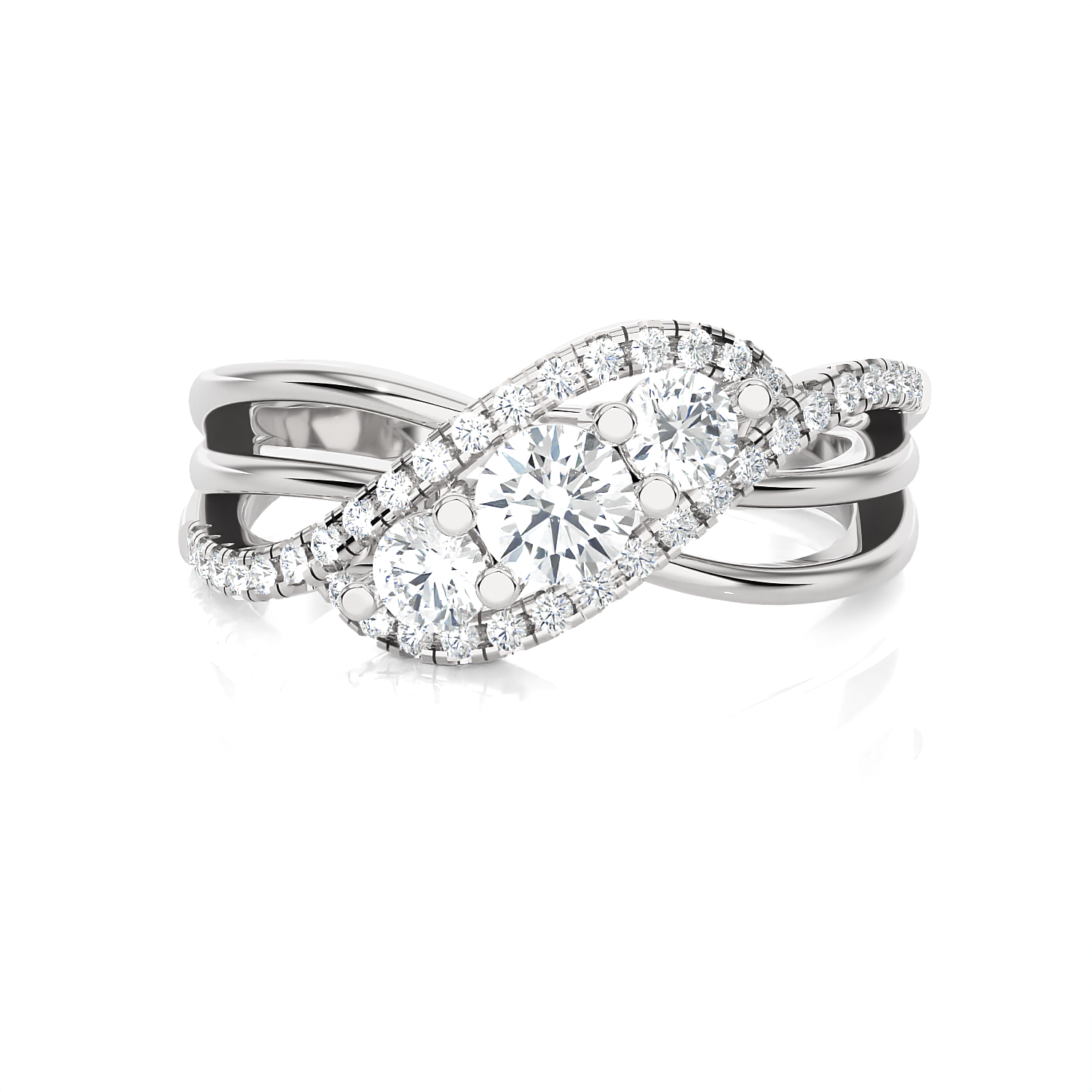 3/4 ctw Round Three Stone Lab Grown Diamond Ring
